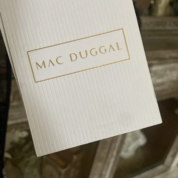 MAC DUGGAL FLORAL EMBROIDERED A-LINE TEA-LENGTH COCKTAIL DRESS BLACK 12 NEW